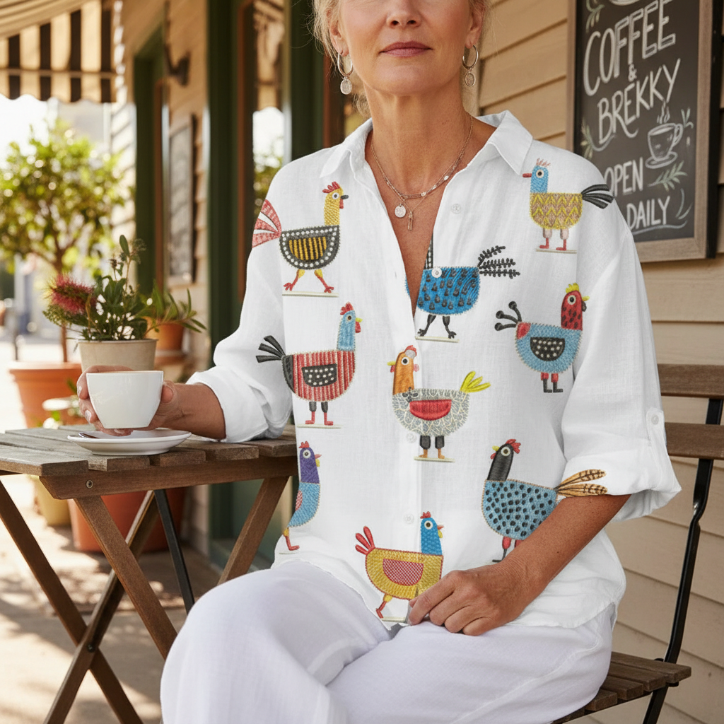 Ingrid™ | Playful Hen Blouse